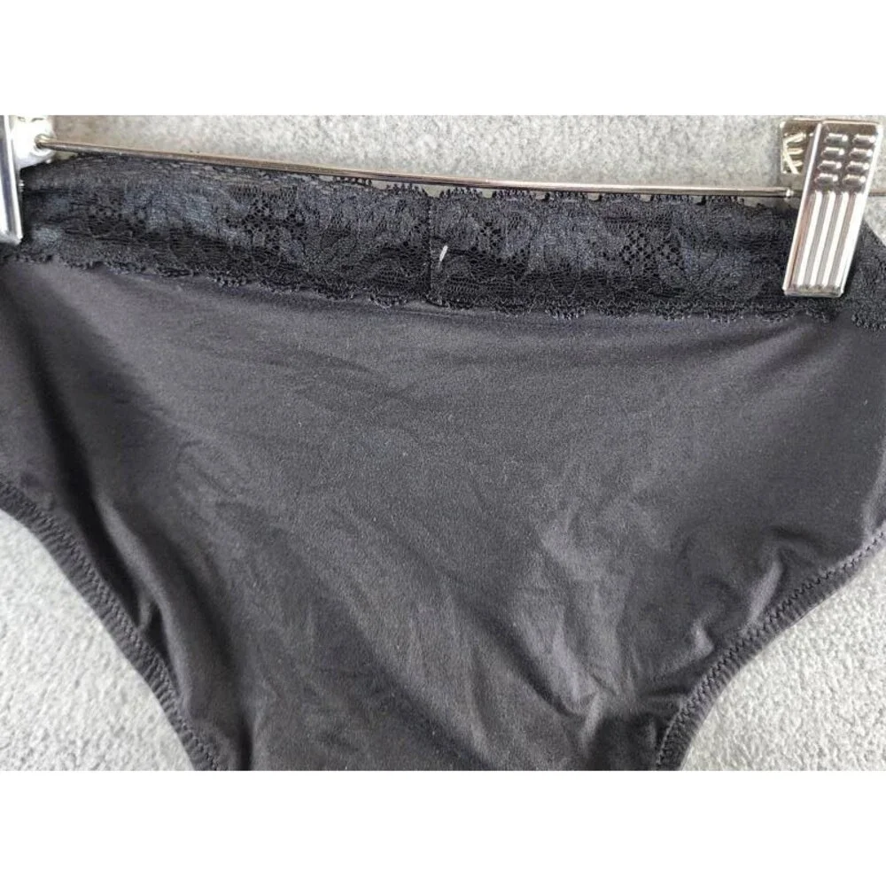 Natori Discreet Bikini Underwear Women XS Black Solid Elastic Waist Pull On